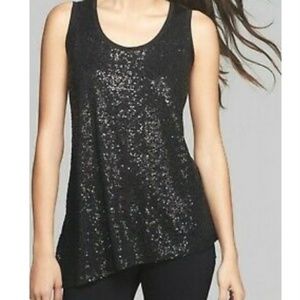 Eileen Fisher 100% Silk Sequined Asymmetrical Top